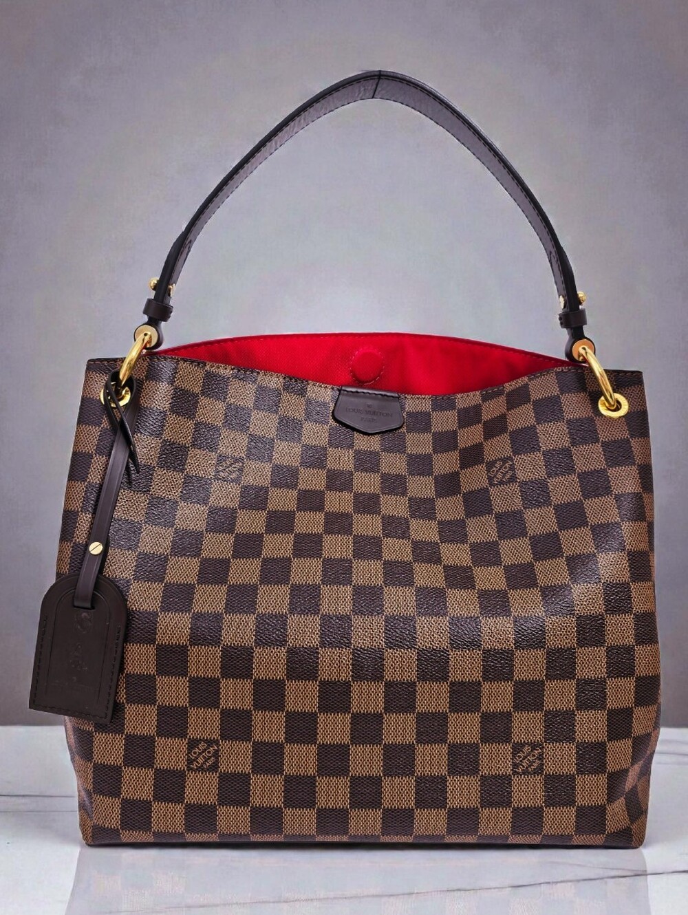 Louis Vuitton Graceful PM Shoulder Bag Damier Ebene Full Set